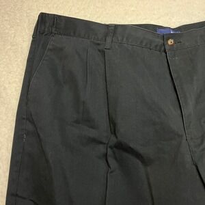 Basic Editions Chino Pants Mens 48x25.5 Black Pleated Front Hemmed Cotton Blend